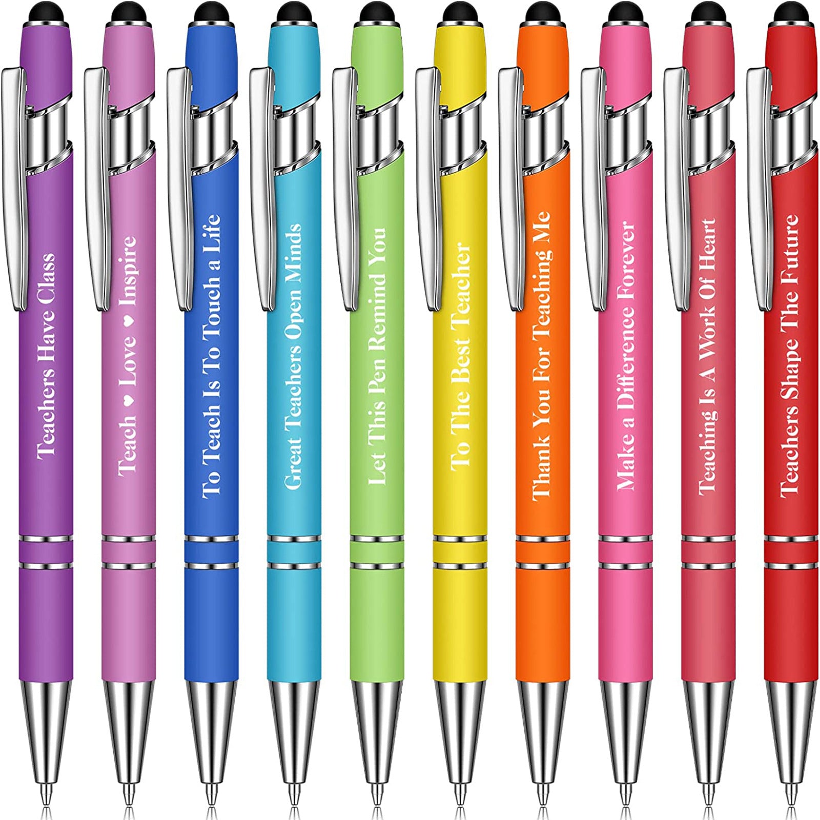 Wholesale Pens of 10 Metal Motivational Text Touch Screen Pens Per Set